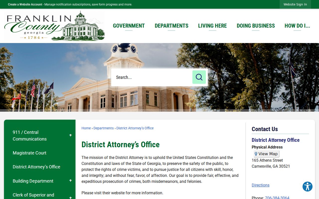 Franklin County District Attorney office contact page